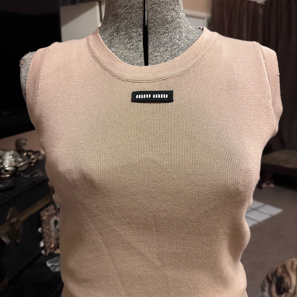 Miu Miu Beige Knit Two-Piece Skirt Set - Picture 2 of 6